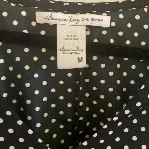 American Rag Black and White Polka Dot Blouse - Picture 3 of 5